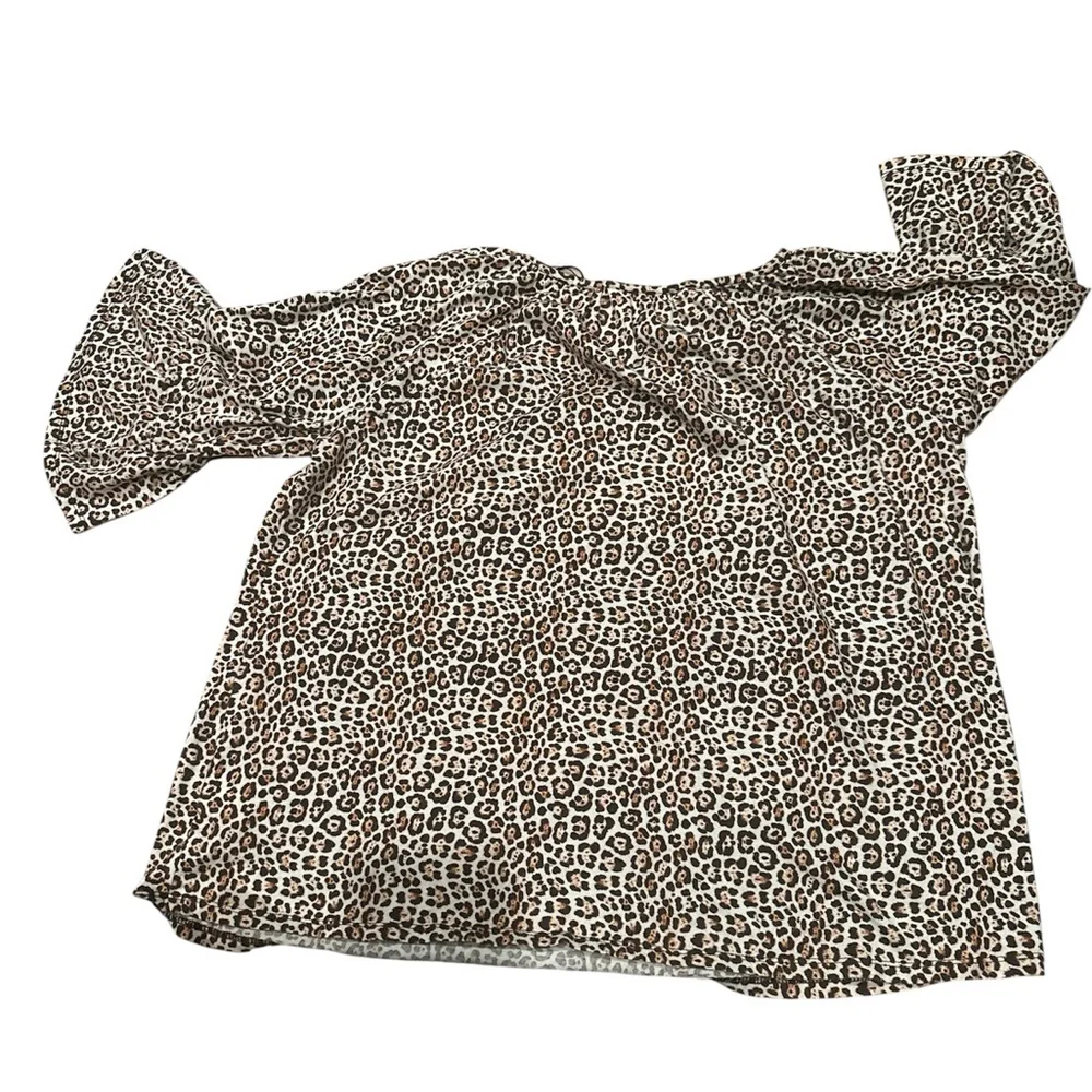 Michael Kors Brown Leopard Print Blouse size 1X